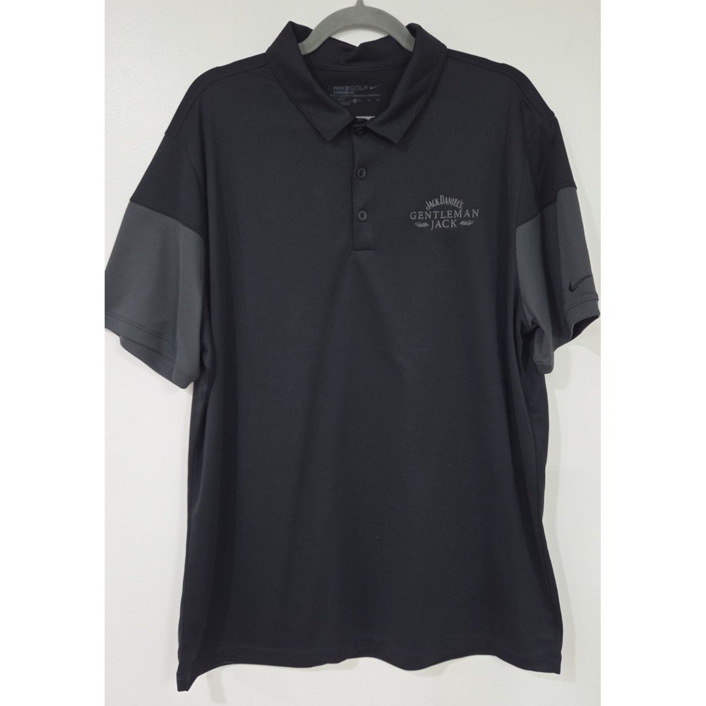Jack Daniel's Gentleman Jack Men's Nike Golf Polo Shirt Black Gray Dri Fit XL